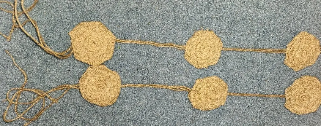 Burlap Rosette Garland 7 ft Ea Set of 2