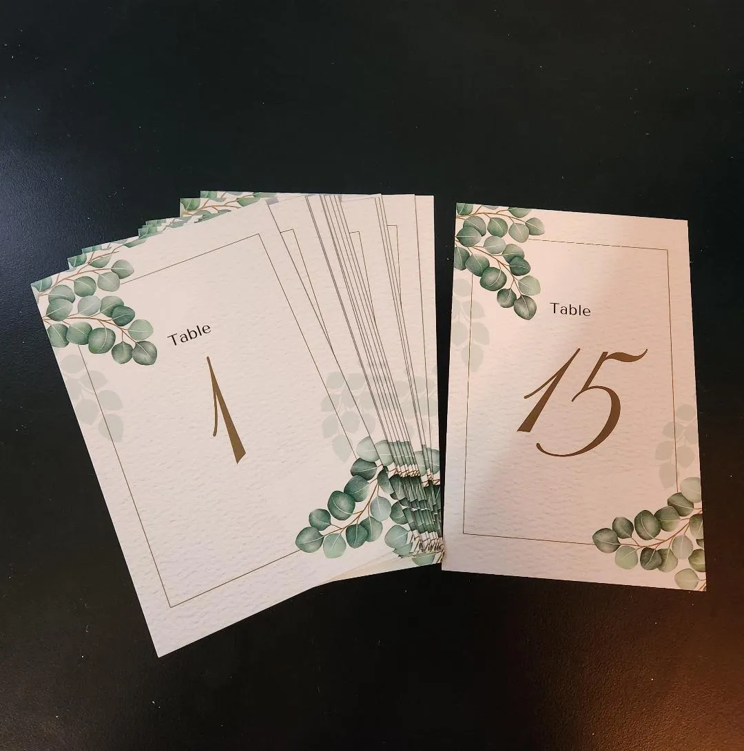 White With Greenery Table Numbers  1 to 15