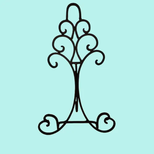 Black Metal Scroll Work Easel Large 15 in Tall