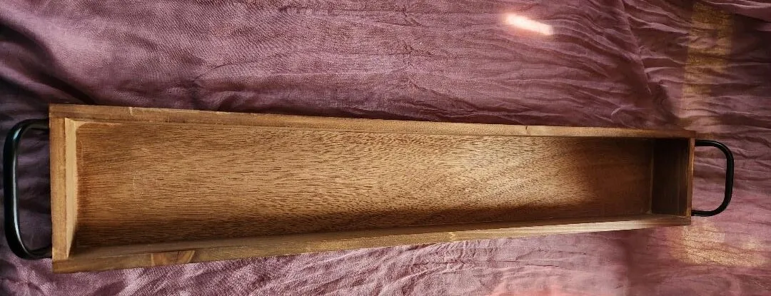 Wooden Long Tray 29 in Long Metal Handles Favors Buffet S'mores etc.
