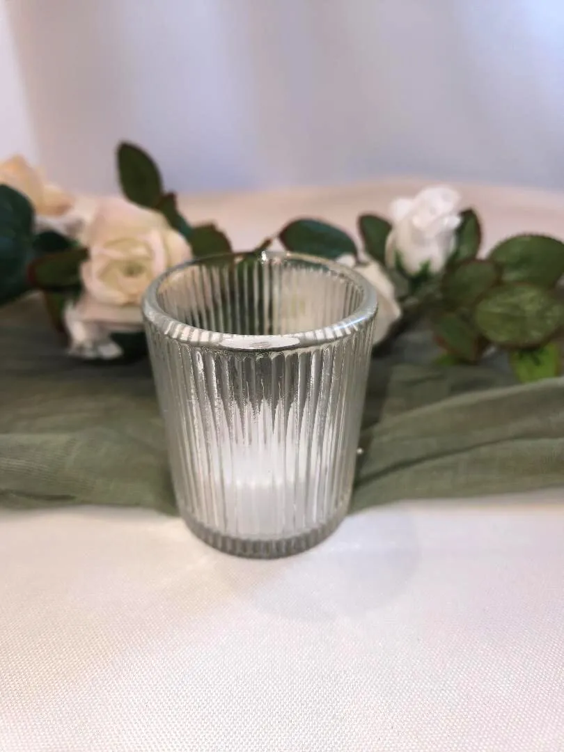 Clear Glass Ribbed Votive #H     (QTY 24)