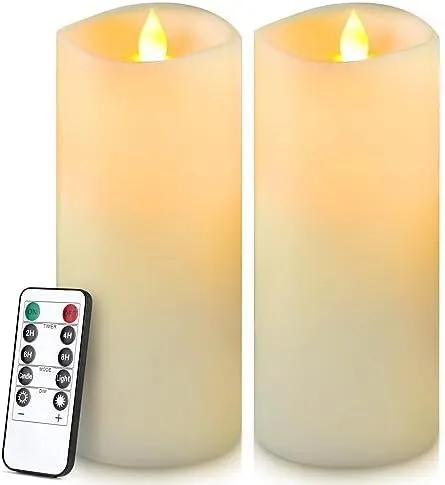 LED Real Wax Battery Operated 7in Tall x 3in Diameter White Pillar Candle Rentals  (QTY 20)