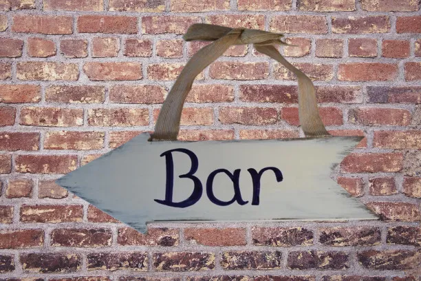 Bar Sign Wooden White Arrow Hanging Sign Reversible