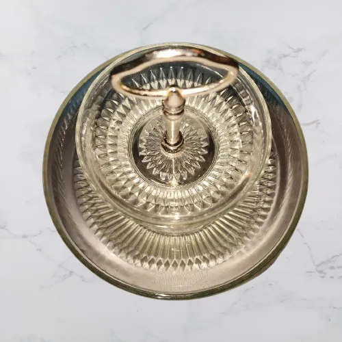 2 Tier Serving Glass Bowl to Display Nuts, Mints, Favors