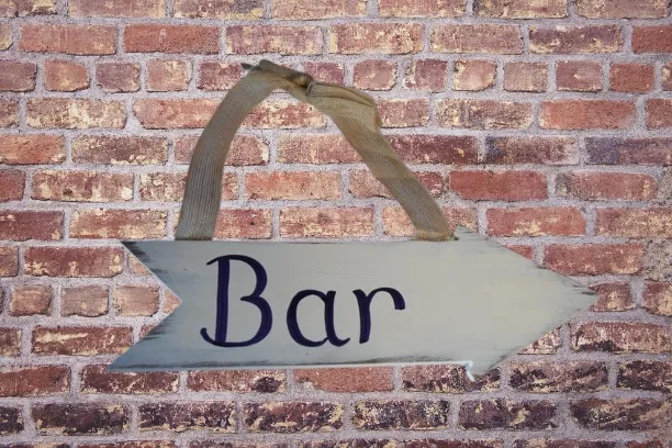 Bar Sign Wooden White Arrow Hanging Sign Reversible