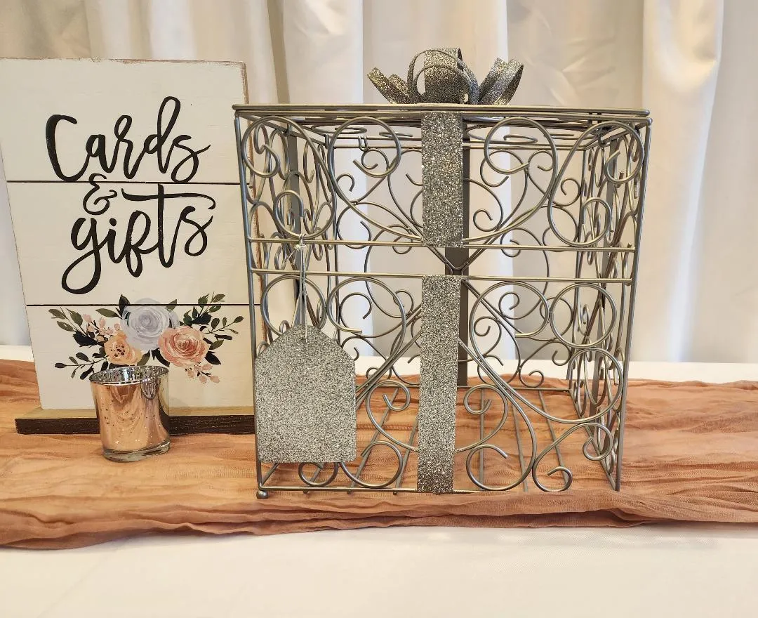 Card Box Silver Metal Sparkle