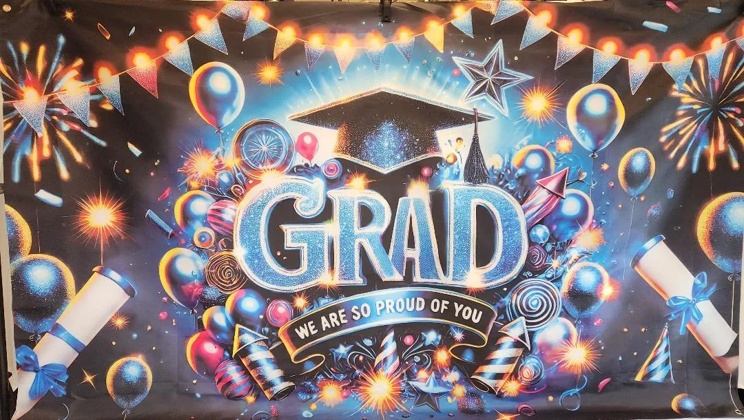 Graduation Party Photo Background Any School Multicolored