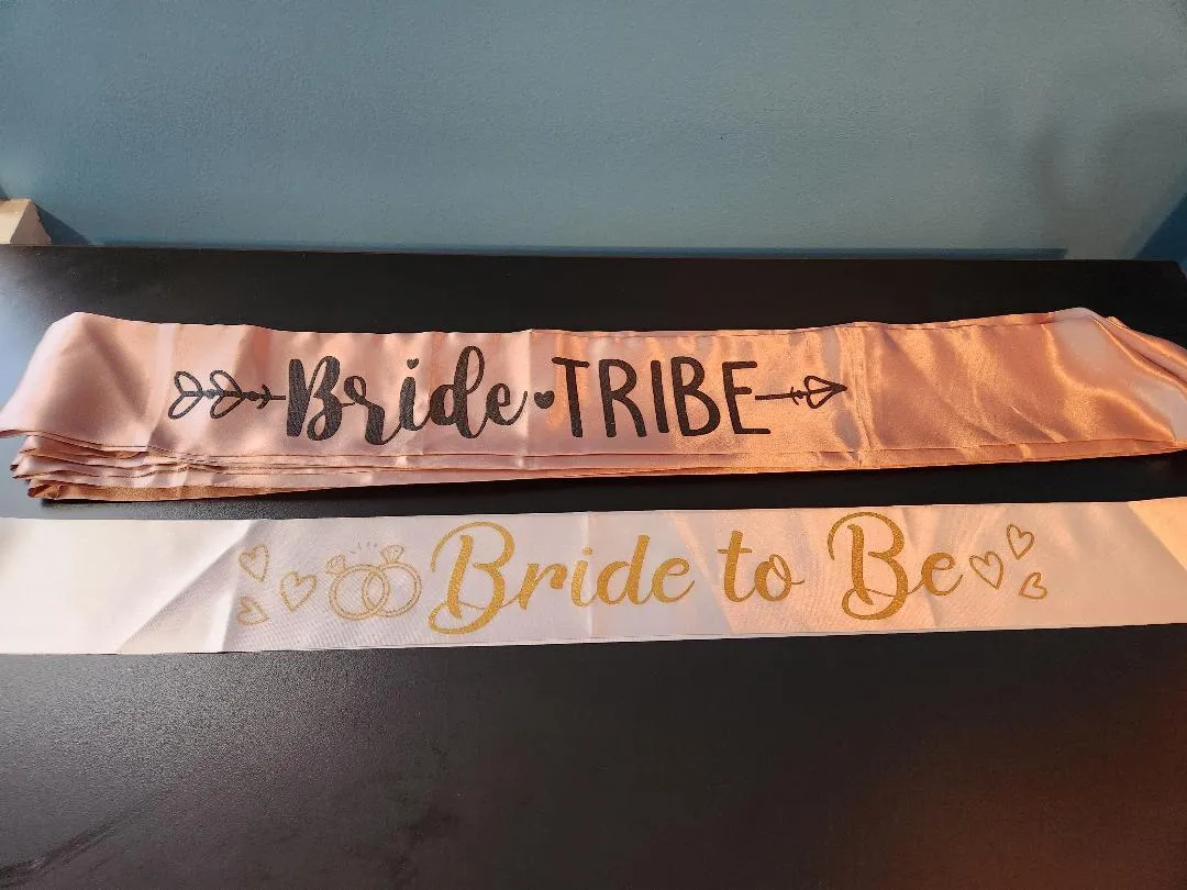 Bride to Be and Bride Tribe Sashes Bridal Shower Set of 5