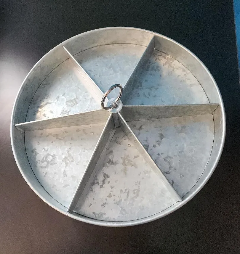 Galvanized Metal Lazy Susan with 6 Sections