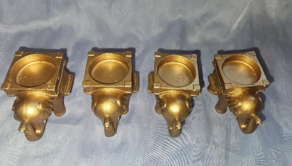 Golden Elephant Votive Holders Good Luck Trunks