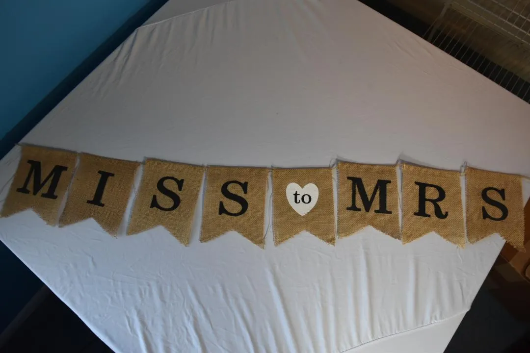 Miss to Mrs Burlap Banner Bridal Shower Decoration #1