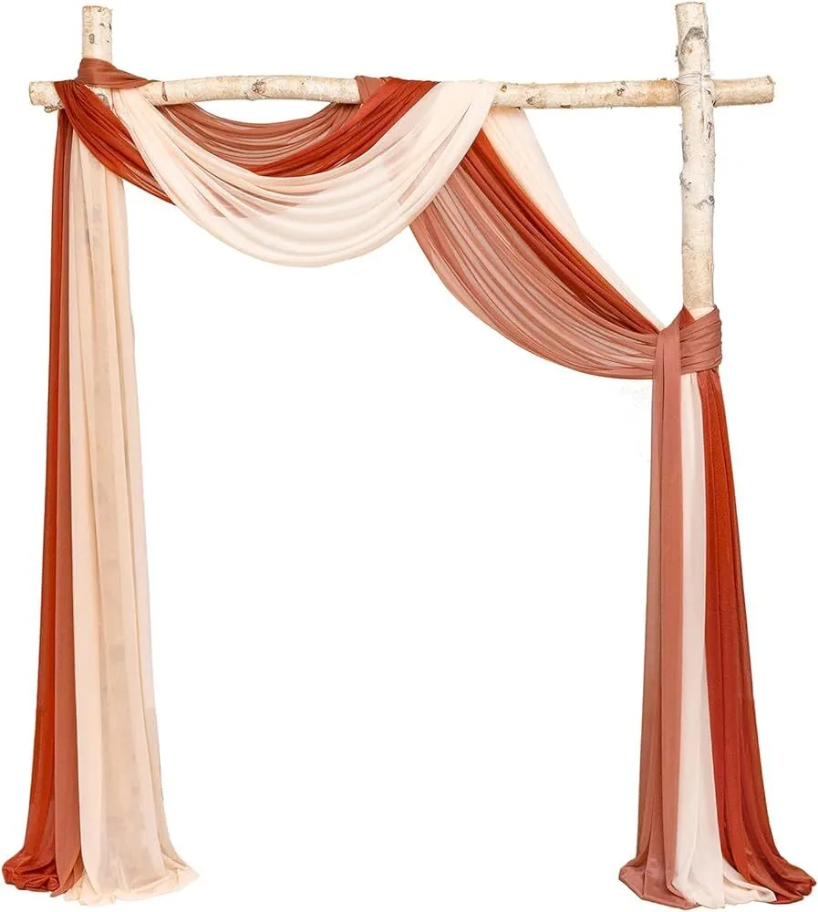 3 Pieces Terracotta  Peach Coral Drape Wedding Arch    (QTY 1 SET)