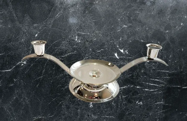 Silver Metal Unity Candle Holder 1 Piece