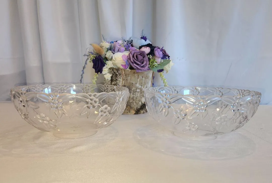 Set of Clear Heavy Duty Plastic Floral Bowls 10 in  (QTY 1 SET of 2)