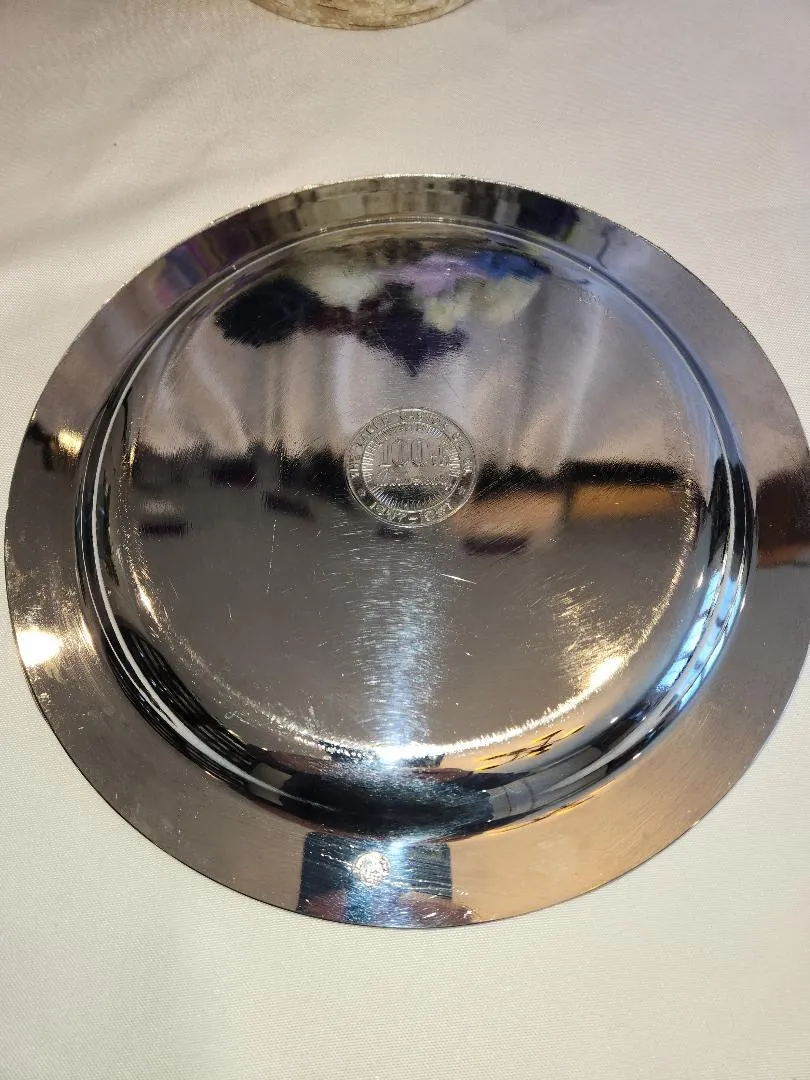 Silver Colored Metal Platter Round 10.5 Diameter Heavy Duty