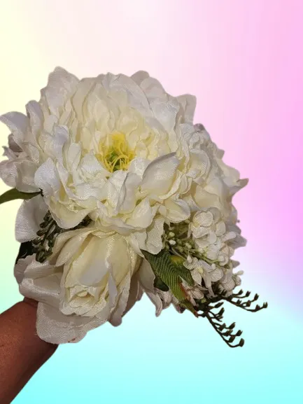 White Rose and Peony Bouquets Brides or Bridesmaids SET F  (QTY 4)