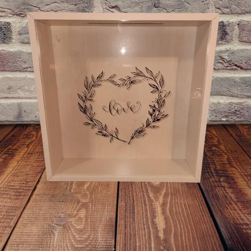 Card Box White Wood Love Themed