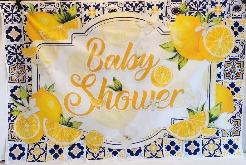 Baby Shower Lemon Themed Photo Backdrop