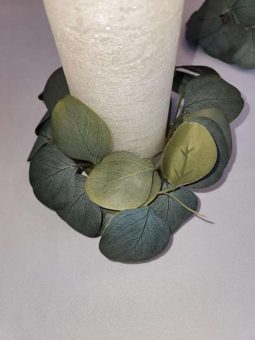 Eucalyptus (faux) Pillar Candle Rings   (QTY 12)