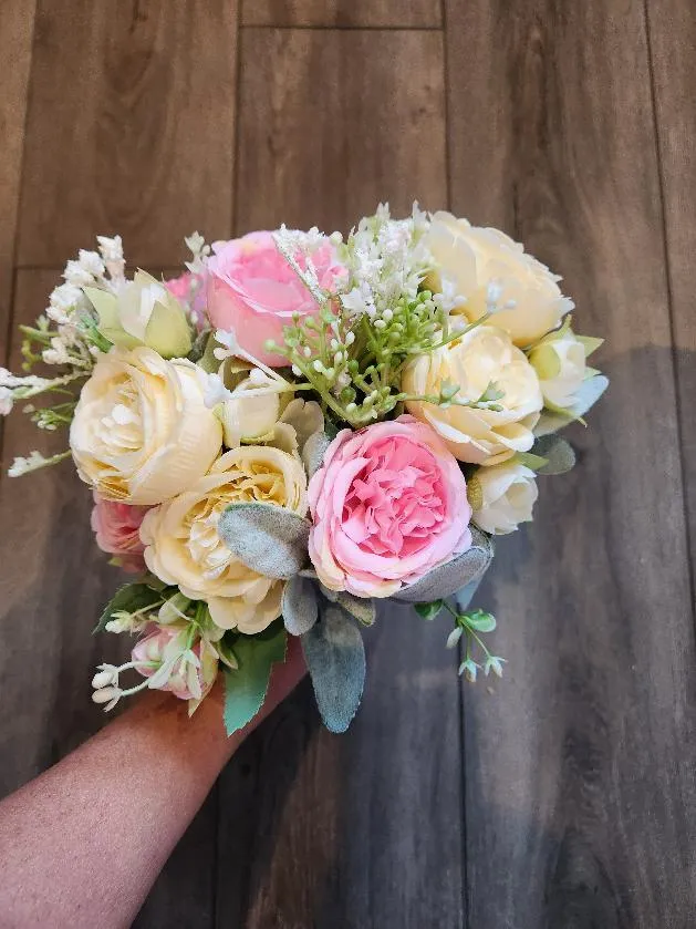 Pink White Champaign Bridal Bouquets Bride Bridesmaids SET J  (QTY 6)