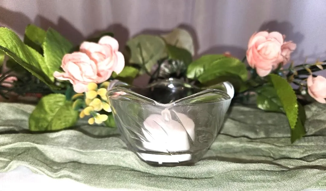 Clear Glass Flower Shaped Votive  (QTY 22)