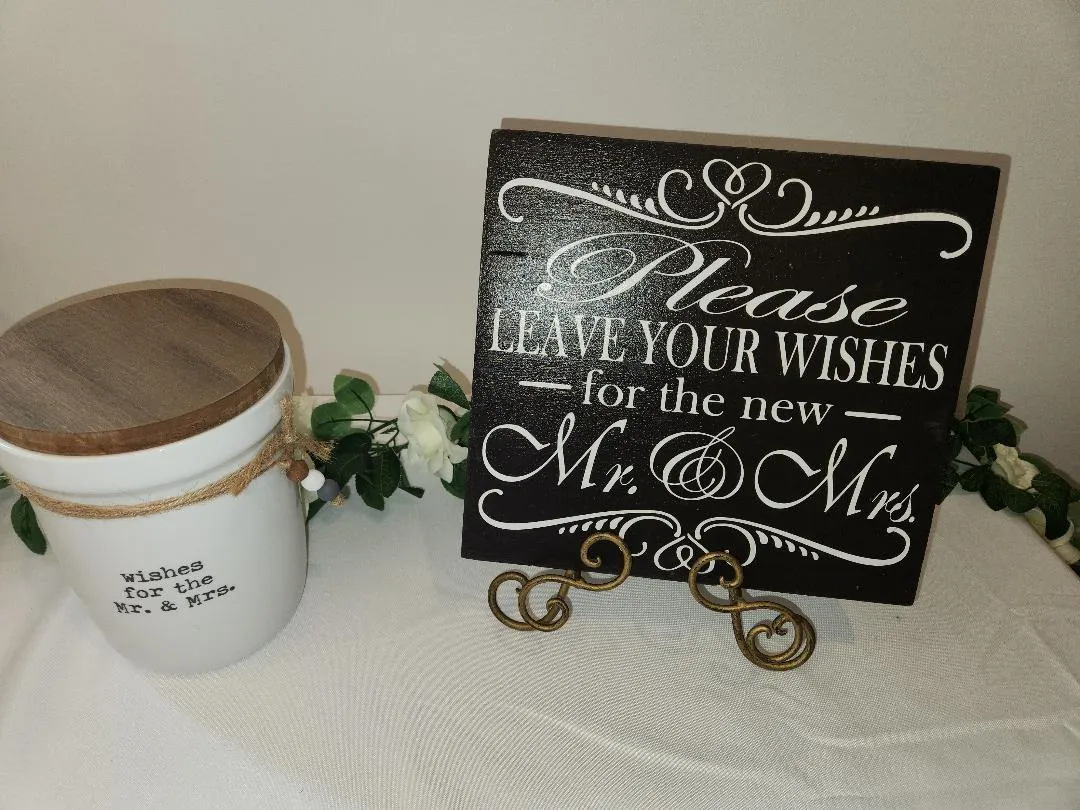 Please Leave Your Wishes For The New Mr & Mrs Sign Wooden