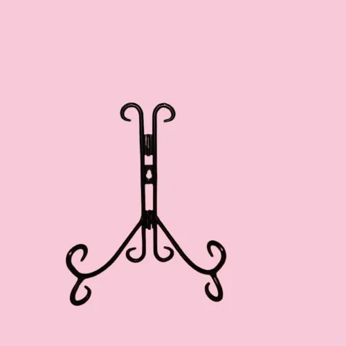 Black Metal Scroll Easel 8 in Tall