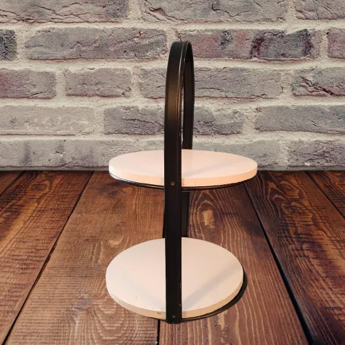 2 Tier Black Metal & White Trays        QTY 2