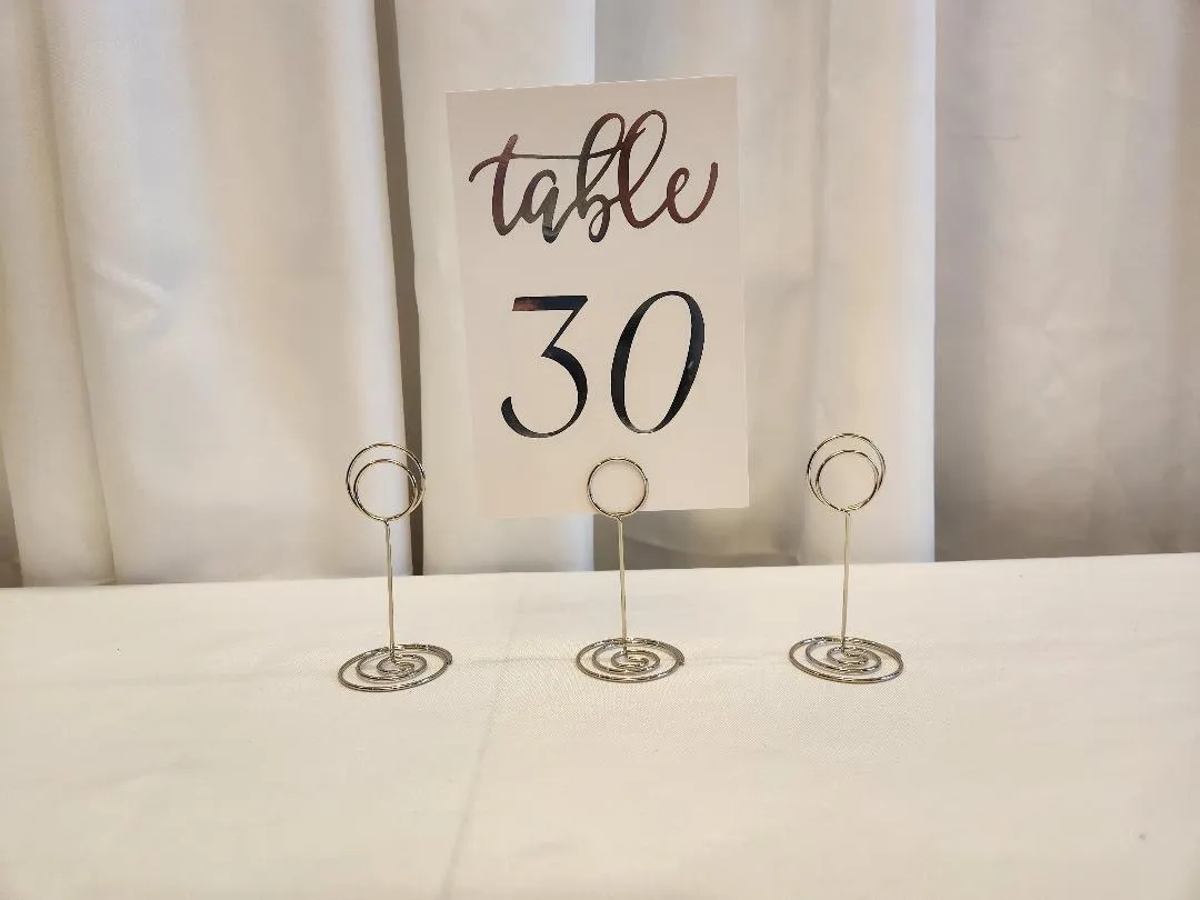 Silver Metal Circle Sign or Table Number Holders  (QTY 20)