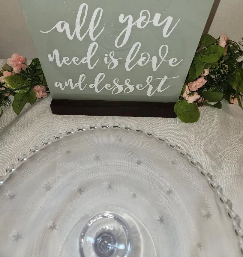 Glass Pedestal Cake Dessert Stand with Stars On Top