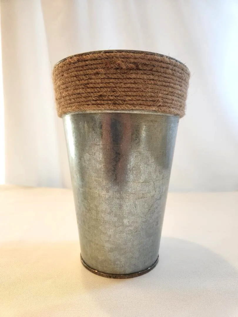 Galvanized Pail with Twine Wrap 6.5 in Tall x 5 in Diameter  (QTY 2)    G11