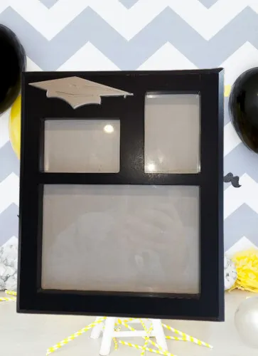 Black Graduation Party Frame 3 Photo Openings