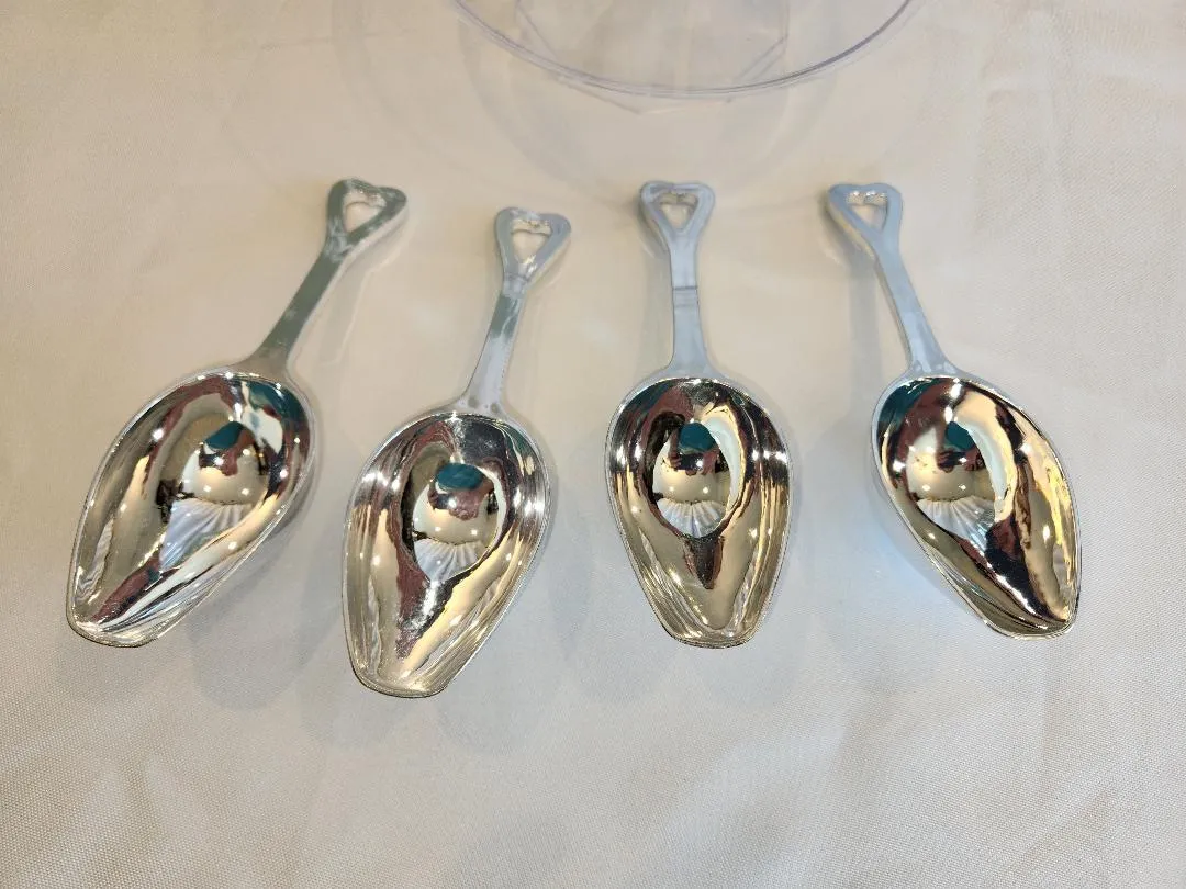 Silver Plastic Candy Dish Scoops Heart Handles  (QTY 4)