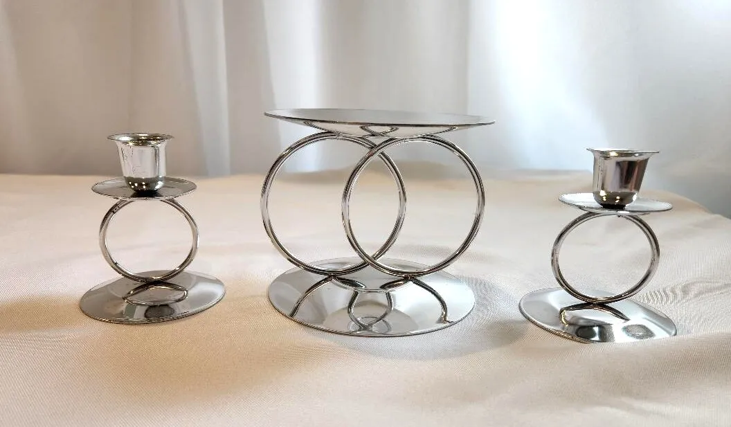 Unity Candle Silver Rings Set of 3 Pieces