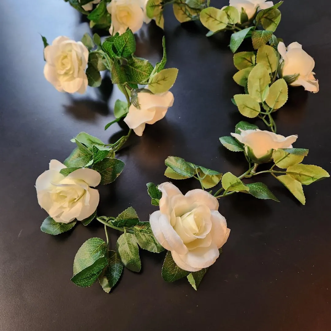 White Rose and Floral Greenery  Garland 6 Ft 10 In Table Runners Arch Florals (QTY 28)  Set B