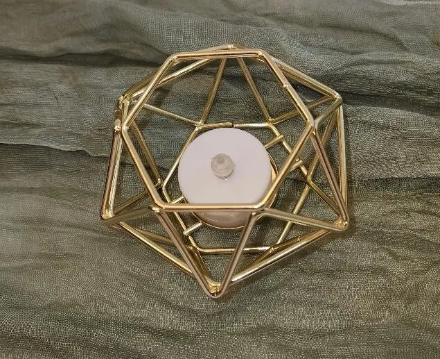 Gold Metal Hexagon Tea Light Votive Holders # D   (QTY 26)