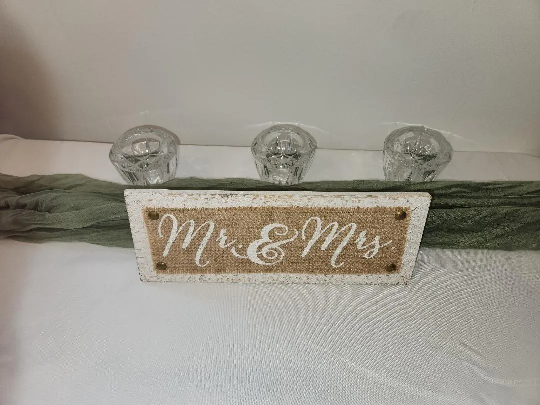 Mr & Mrs. White Wooden Head Table Sweetheart Table Signage 