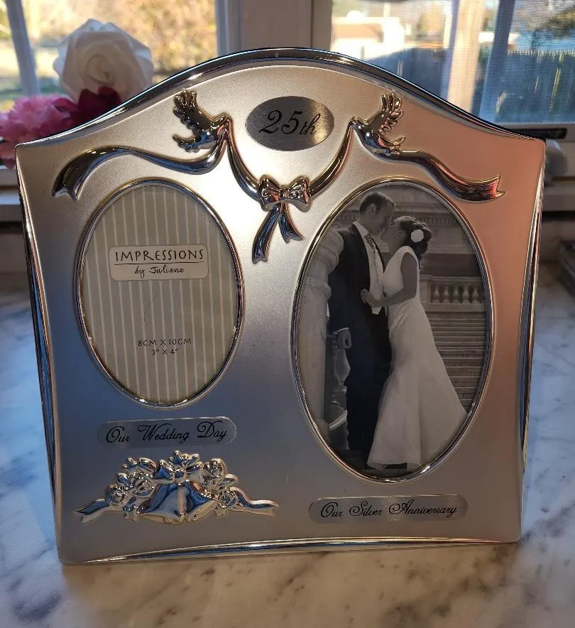 25th Anniversary Silver Frame Easel Back