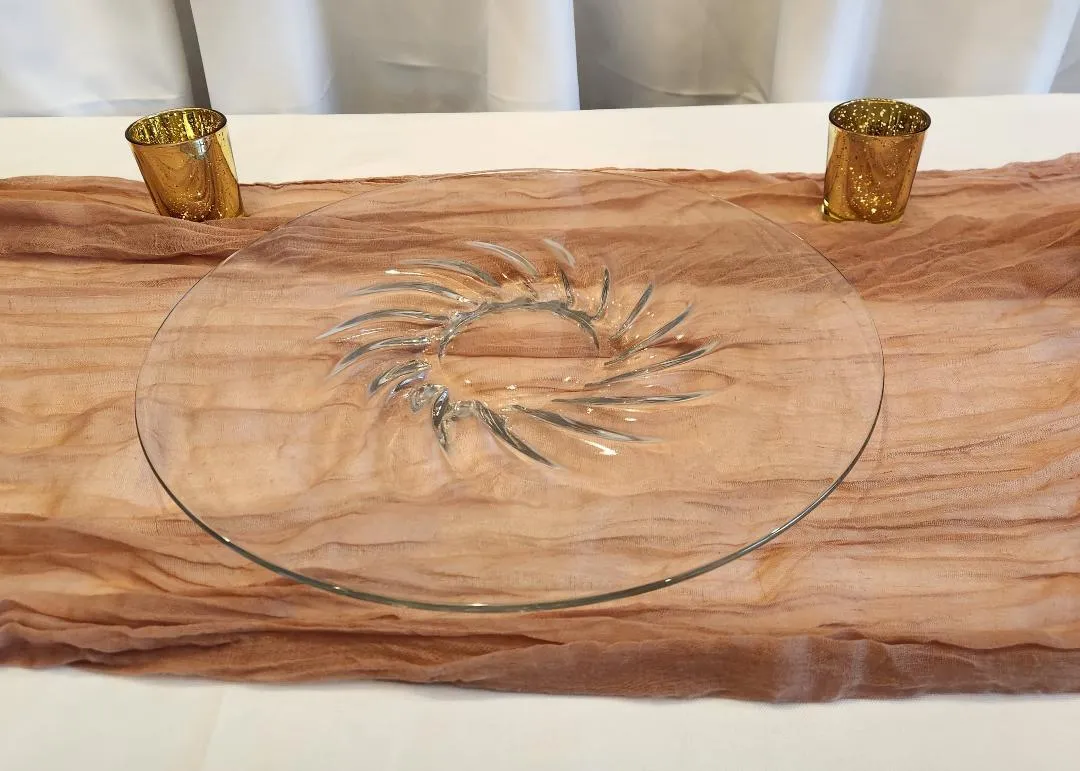 Glass Heavy Duty Swirl Pattern Serving Platter 13 in Diameter
