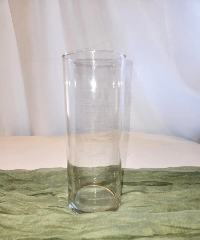 Clear Glass 9 in Tall Straight Sides Vase Modern Bouquet Holders  (QTY 3)