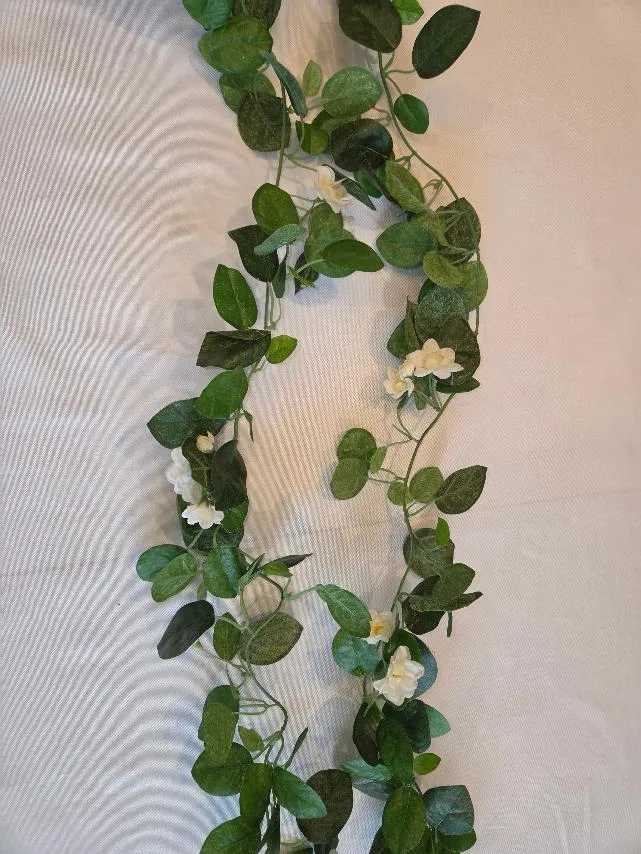 Small Gardenia Flowers White With Yellow Center Greenery Garland Arch Head Table Decorations SET Q (QTY 1 SET of 2)