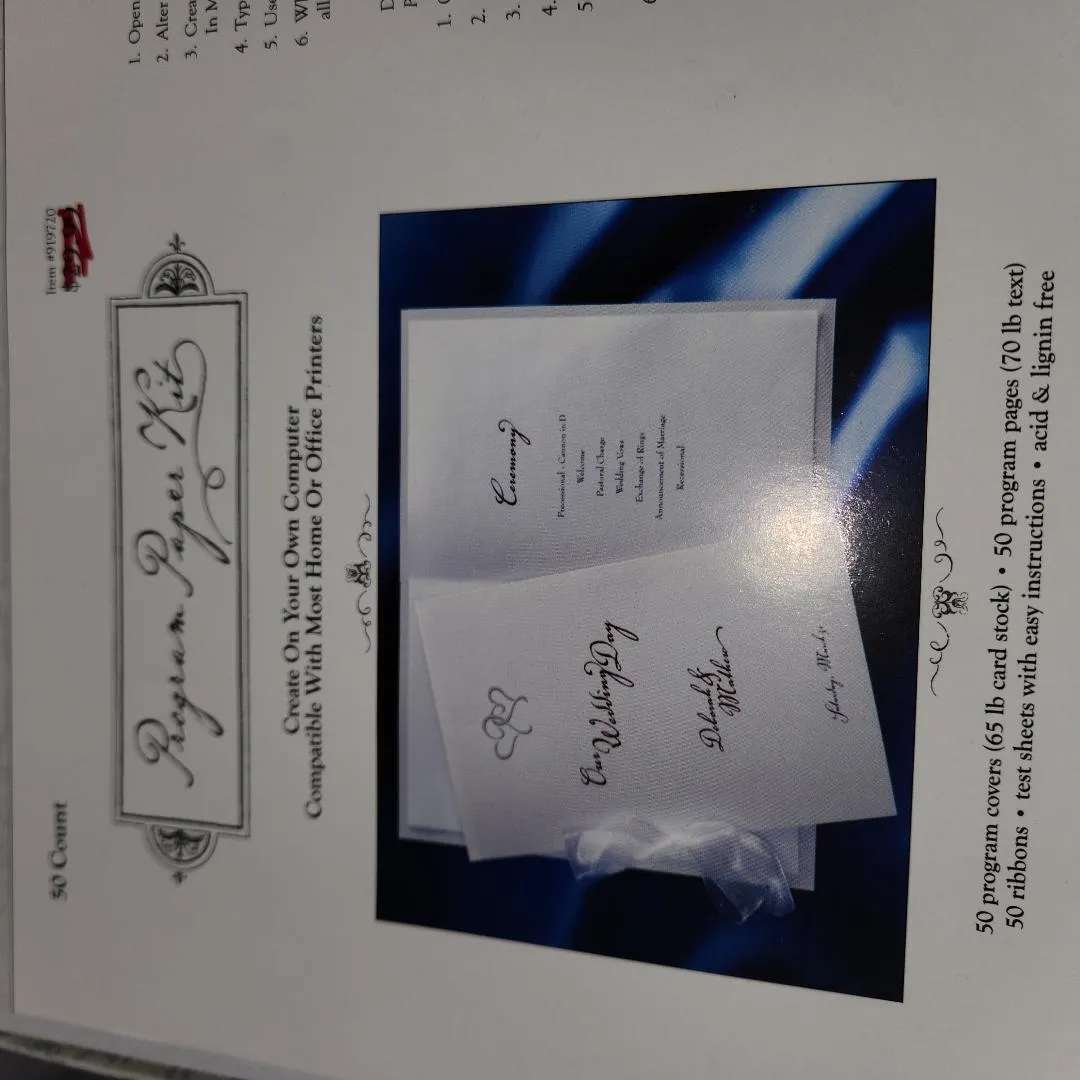 DIY Print at Home Wedding Programs White W Silver Hearts 50 ct