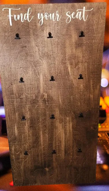 Find Your Seat Wood Board Seating Chart