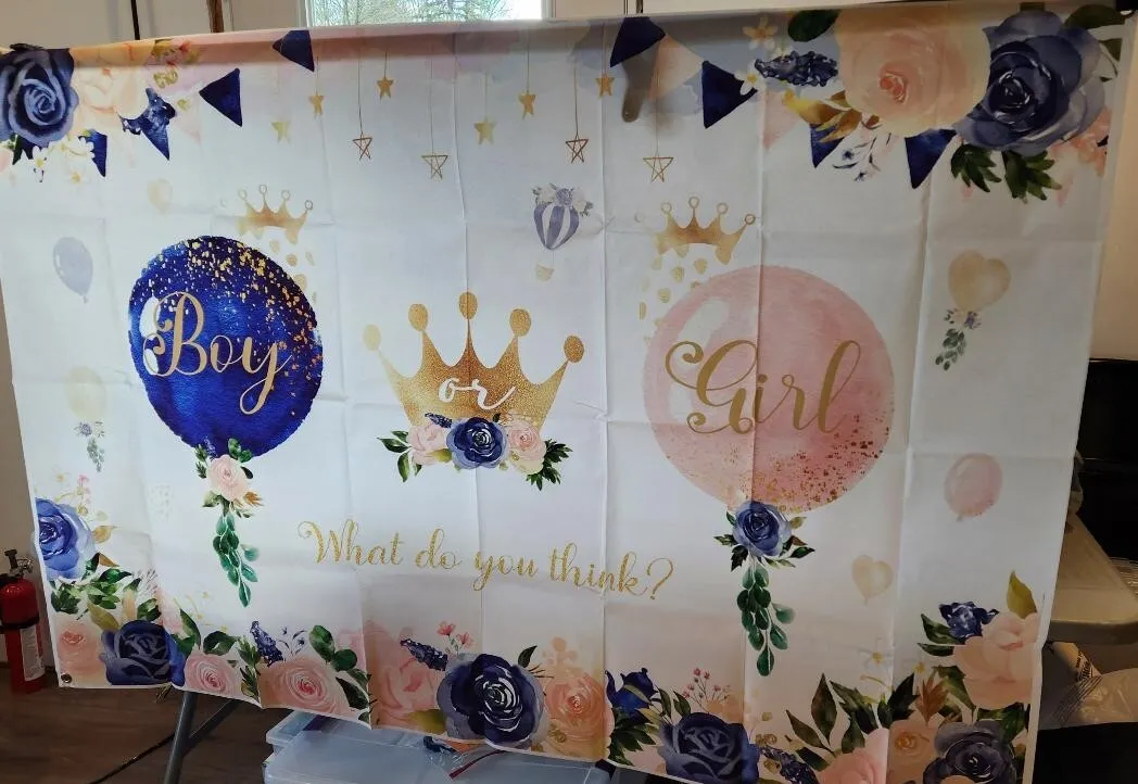 Boy or Girl Crown What Do You Think? Photo Backdrop FOR SALE Baby Shower