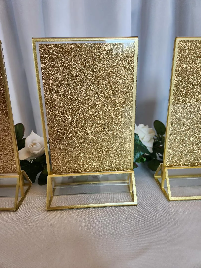 Acrylic Gold Trimmed Stands For Signs Set of 4