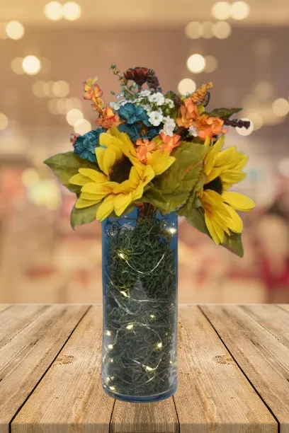 Sunflower Tall Glass Fairy Light Centerpiece  (QTY 20)
