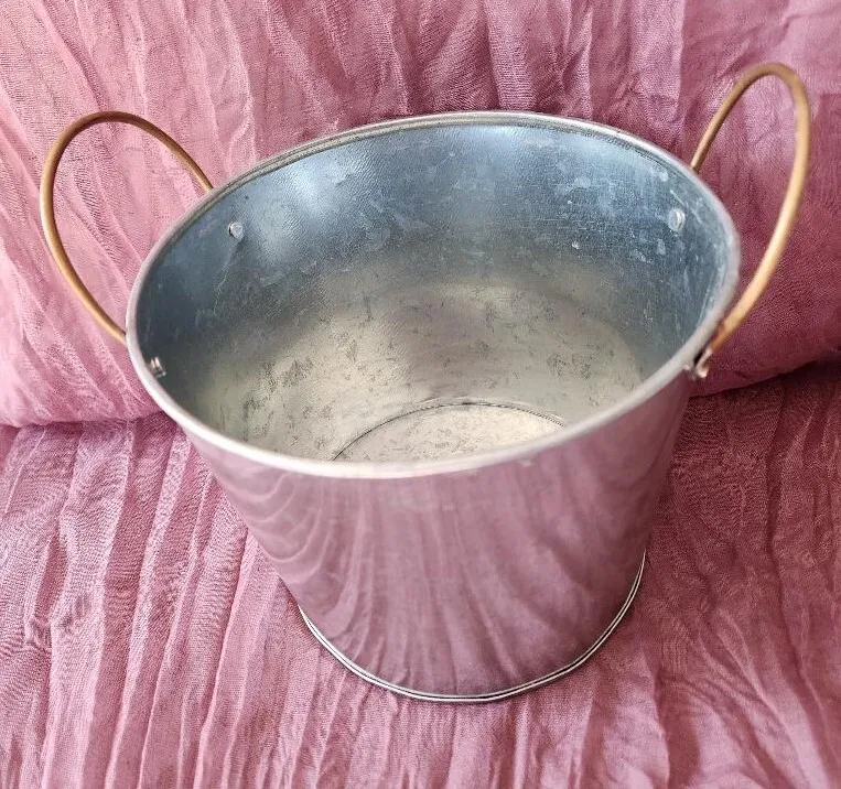 Galvanized Pail with Copper Colored Handles