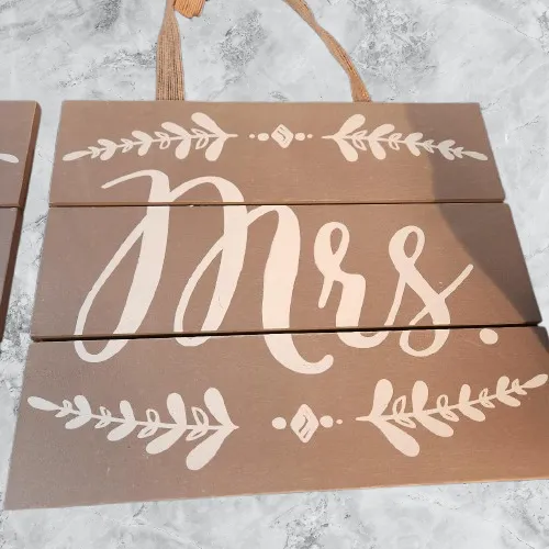 Mr & Mrs Wooden Chair  Hanging Signs