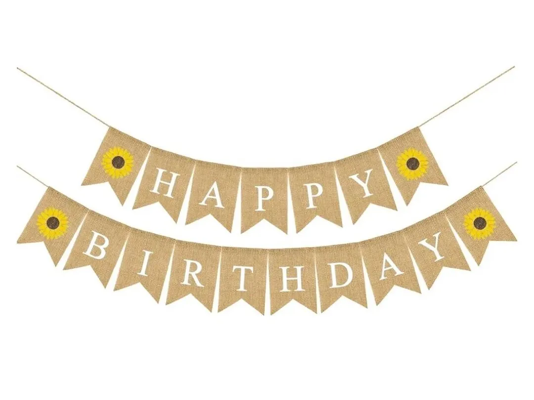 Happy Birthday Sunflower Burlap Banner