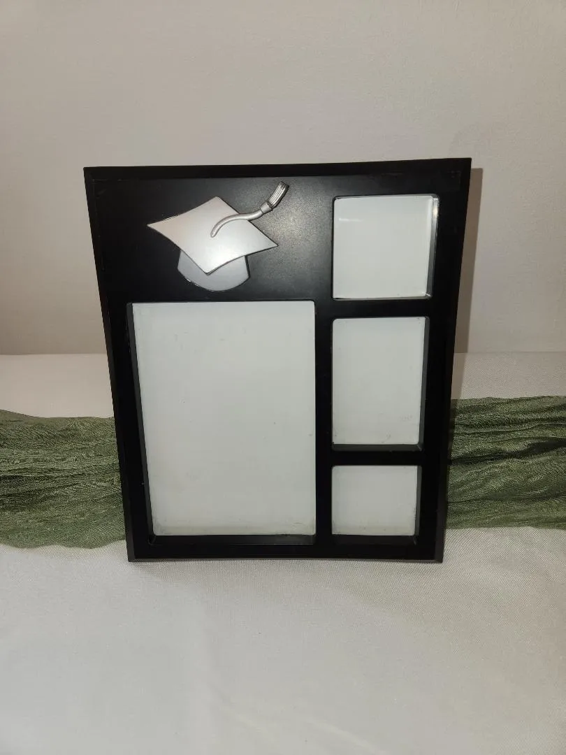 Graduation Frame Black with Silver Cap 4 Photos